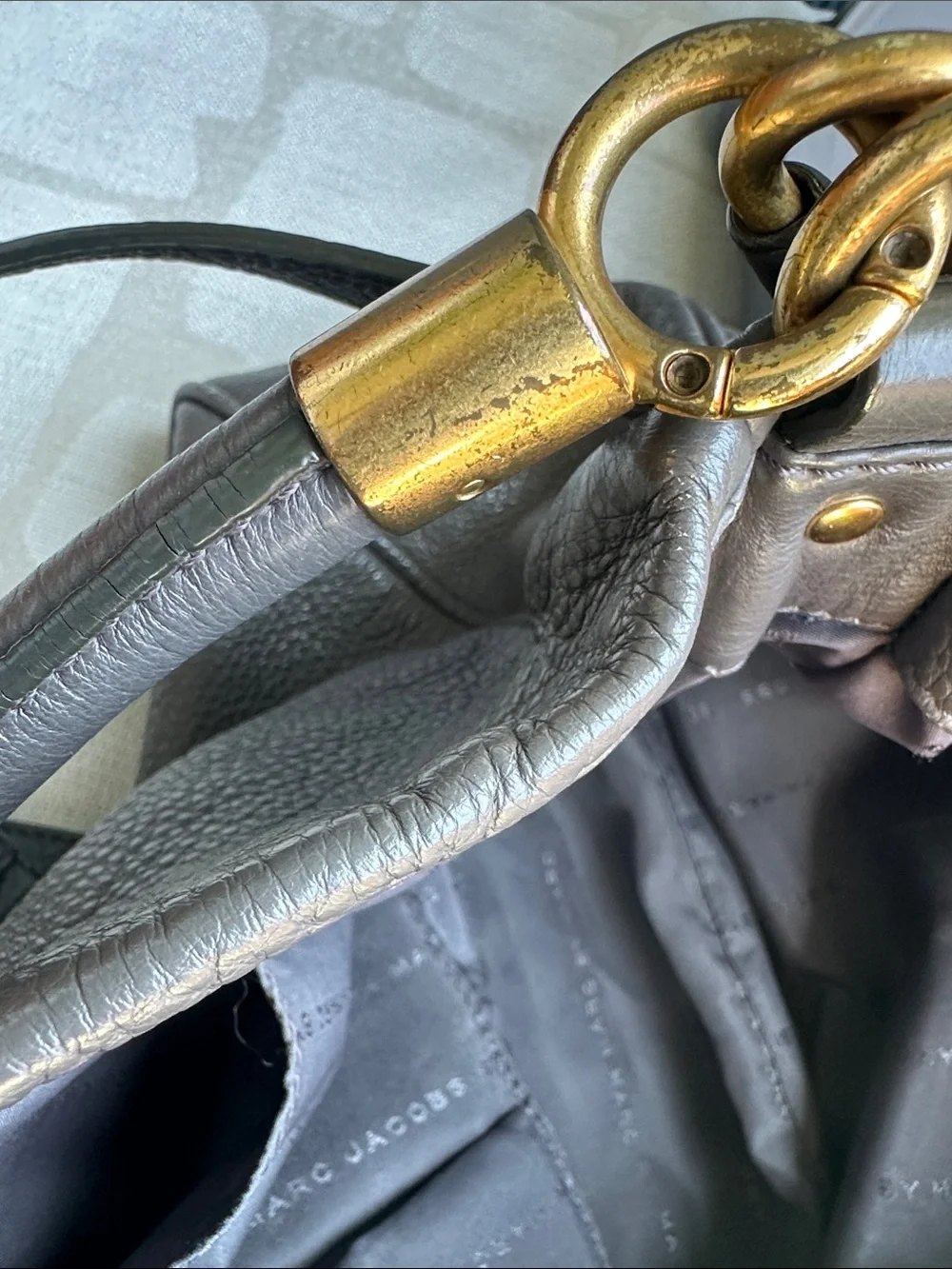 Marc Jacobs Pebbled Gray Leather Hobo